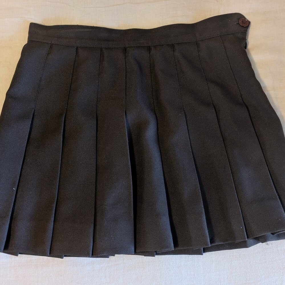 Los Angeles Apparel Brown Pleated Mini Skirt Y2K Tennis Dark Academia
